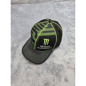 Monster Energy Supercross Snapback Hat Black Neon Green Mesh Trucker Racing Cap